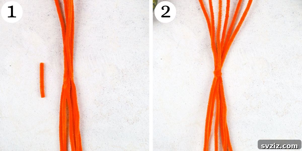 Fuzzy Pumpkin Creations 4 cute pipe cleaner pumpkin steps 1-2