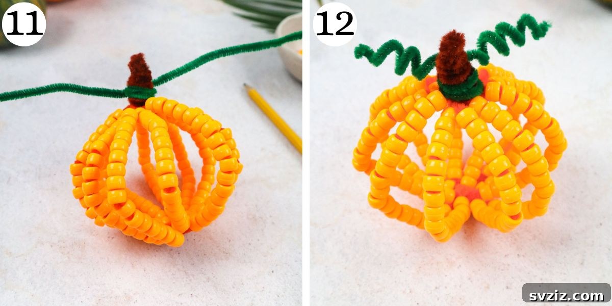 Fuzzy Pumpkin Creations 9 Lovely Pipe Cleaner Pumpkin Steps 11-12