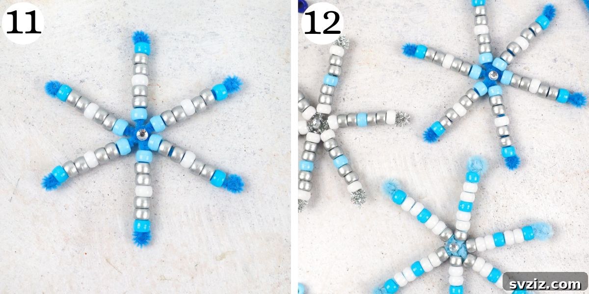 Nice Pipe Cleaner Snowflakes Steps 11-12 finished product