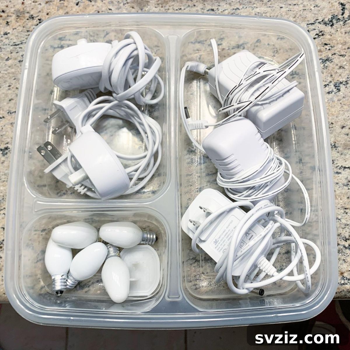 Declutter Chargers and Cables with Repurposed Tupperware