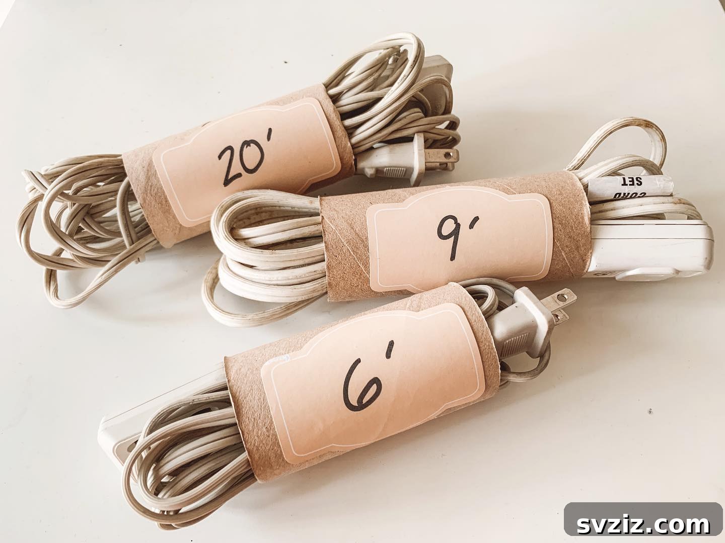 Eco-Friendly Cord Organization with Repurposed Toilet Paper Rolls