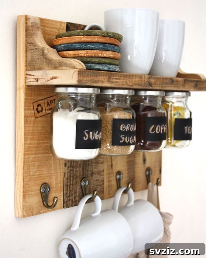 Upcycled Key Holder and Coffee Mug Storage for the Kitchen