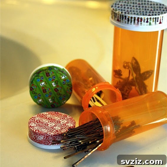 DIY Storage for Hair Clips and Bows using Pill Bottles