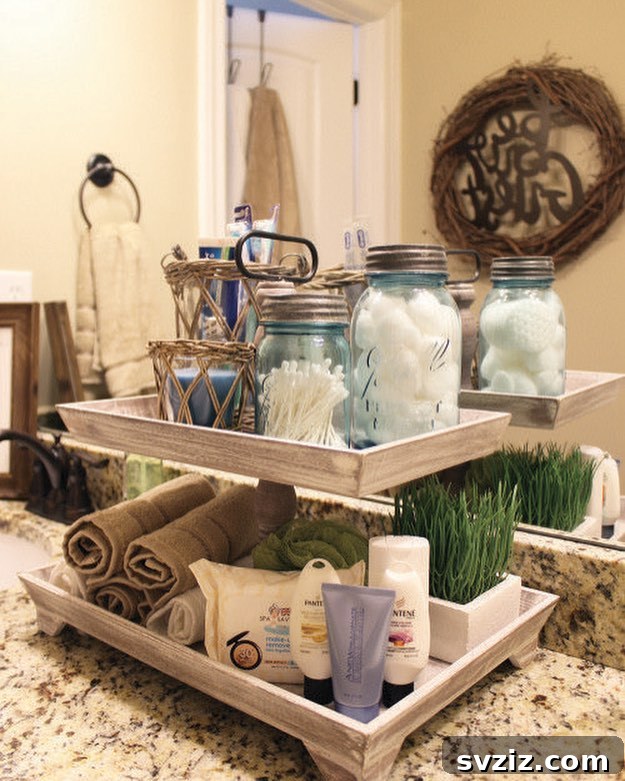 17 Brilliant Bathroom Counter Organization Secrets 4 2. Tiered Countertop Tray