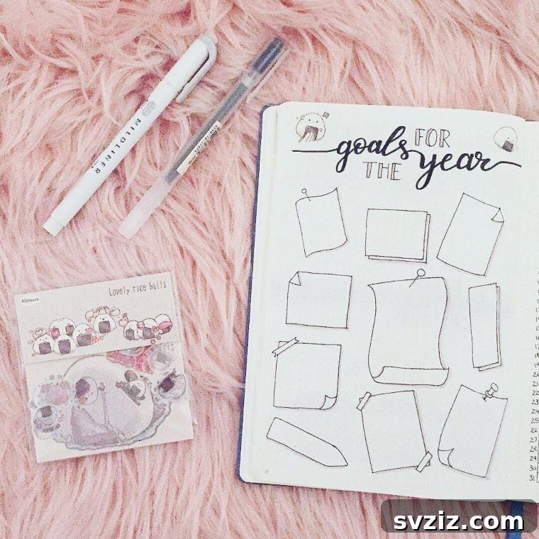 20 Inspiring Bullet Journal Goal Spreads 17 Stationary Style