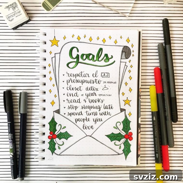20 Inspiring Bullet Journal Goal Spreads 21 Christmas Magic