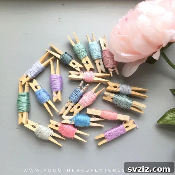 21 Green Organizing Hacks for a Waste-Free, Clutter-Free Life 22 21. Embroidery Floss Clothespin Organization