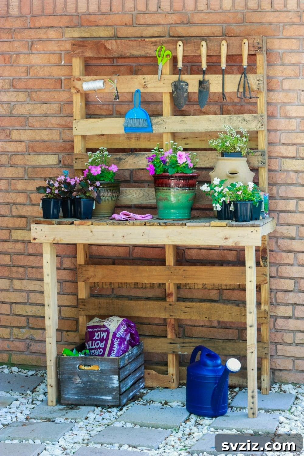 13. Upcycled Pallets Potting Bench