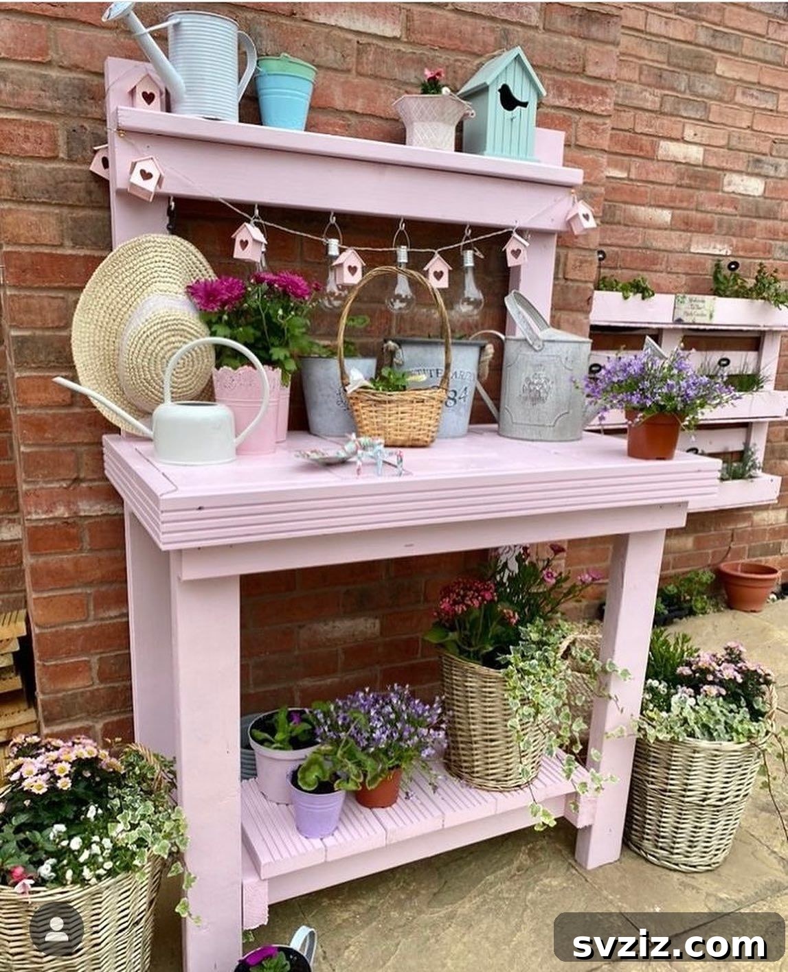 15. Upcycled Leftover Decking Turned Potting Bench