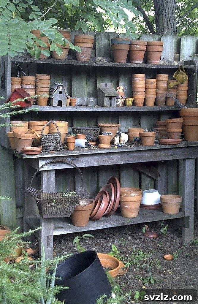 16. Potting Bench with Lower Shelf Storage