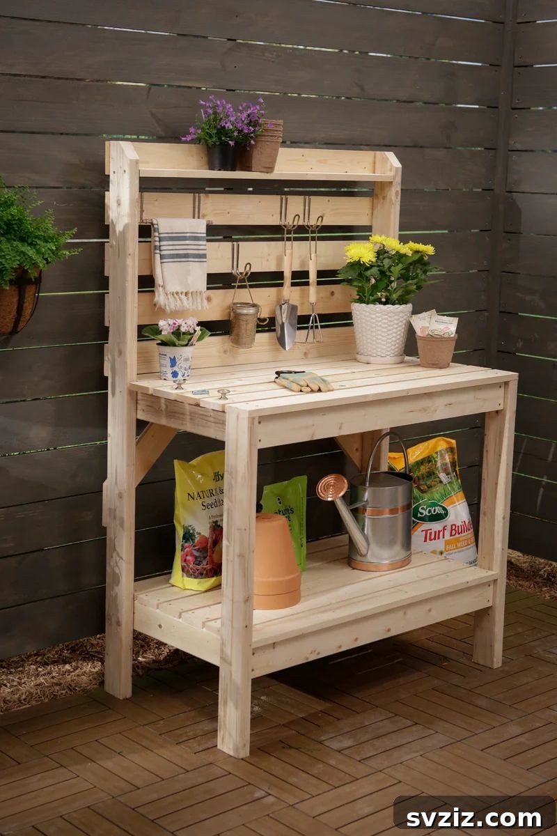 3. Potting Bench with Slatted Back