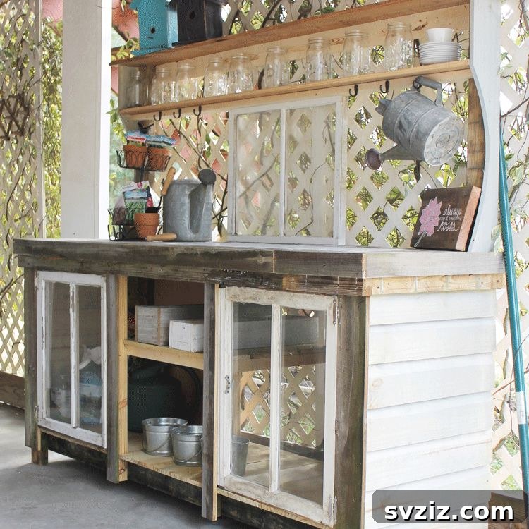 4. Reclaimed Wood Potting Bench