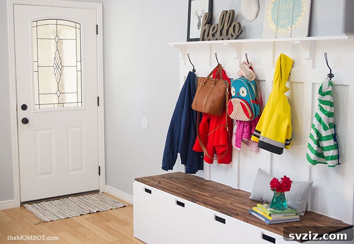 Colorful IKEA Hack DIY Mudroom Bench