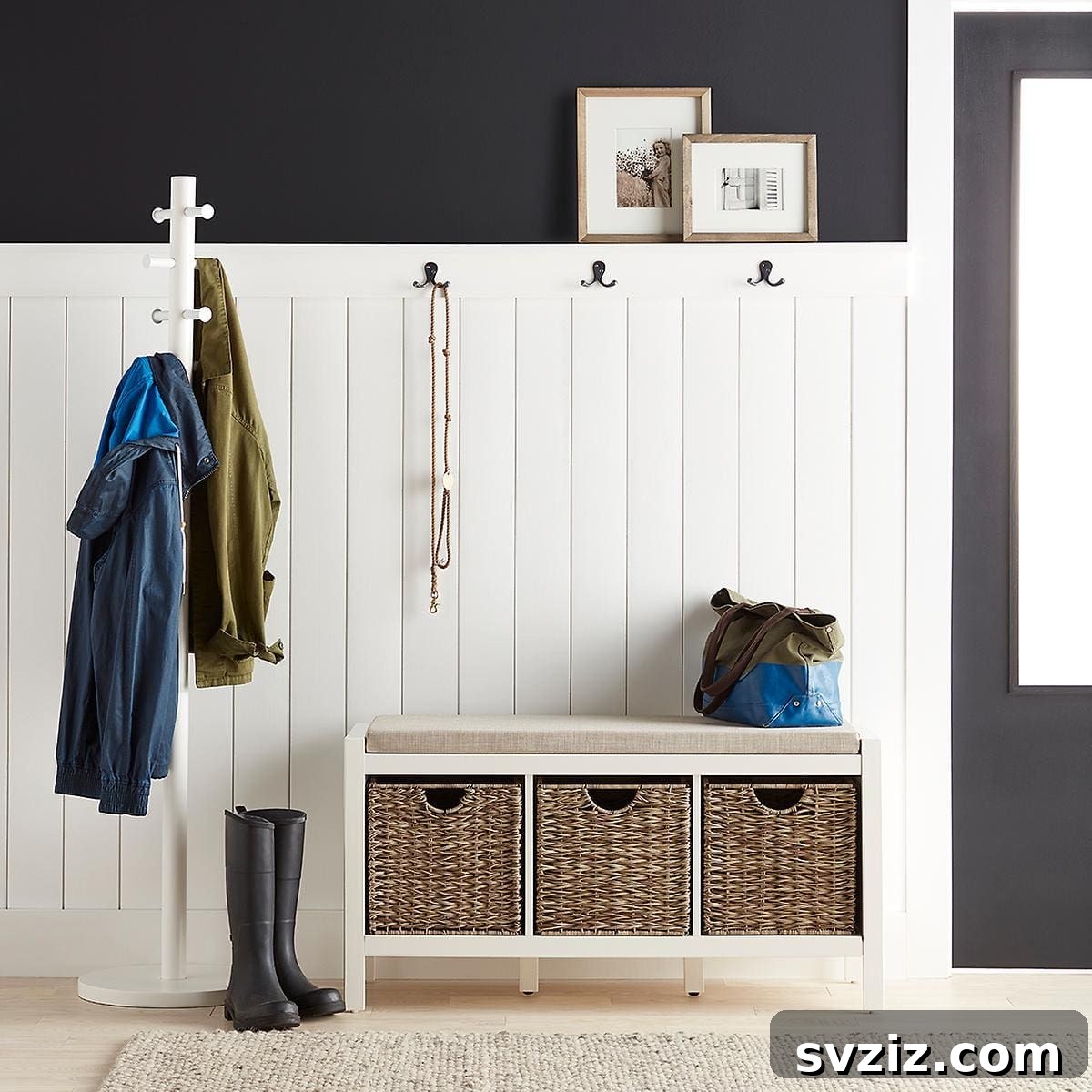Entryway with Simple Wall Mounted Coat Hooks