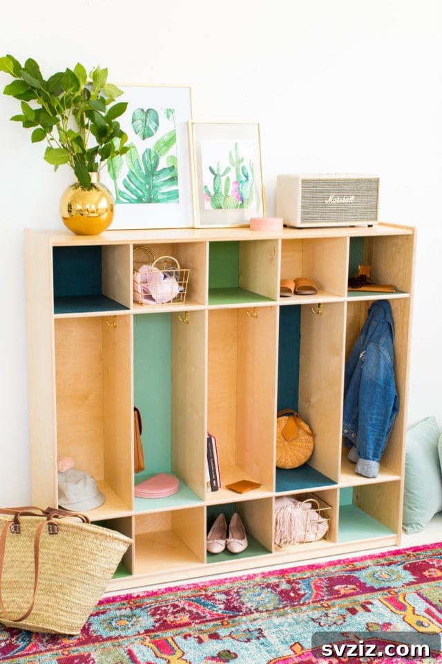 Bold Color Block Mudroom Lockers