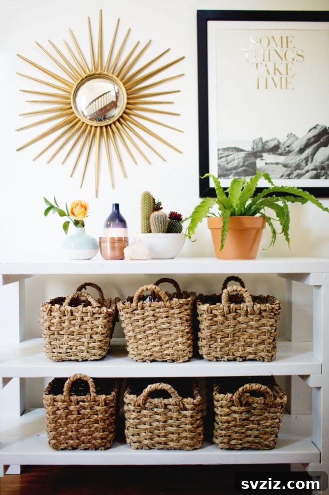 Entryway with Woven Storage Baskets