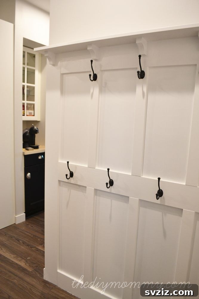 DIY Board and Batten Hook Wall in Entryway