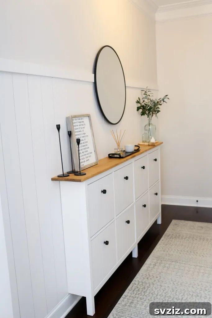 IKEA HEMNES Shoe Cabinet in a Narrow Entryway