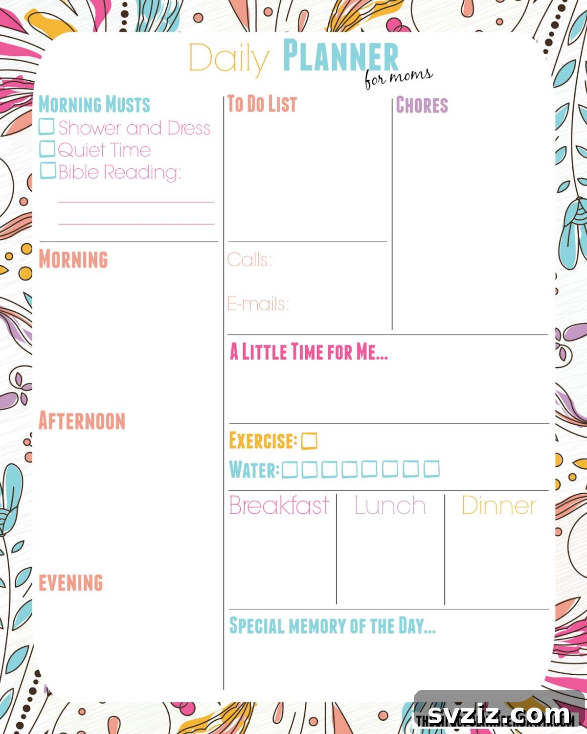 12. Printable Daily Planner for Moms