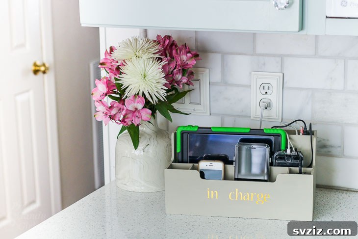 21 Brilliant Organizing Stations to Declutter Your Entire Life 12 DIY desk organizer transformed into a charging station for multiple devices