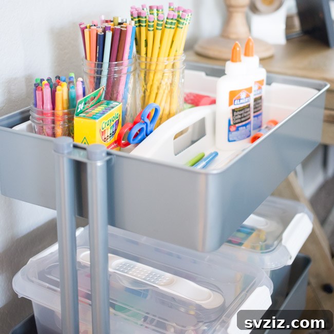 21 Brilliant Organizing Stations to Declutter Your Entire Life 13 Mobile homework station on a 3-tier rolling cart