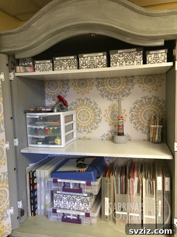 21 Brilliant Organizing Stations to Declutter Your Entire Life 18 Standing scrapbooking station created from an old armoire