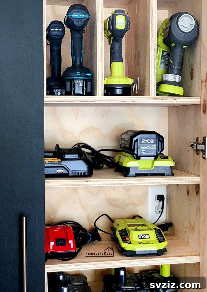 21 Brilliant Organizing Stations to Declutter Your Entire Life 19 DIY garage charging station for power tools and batteries