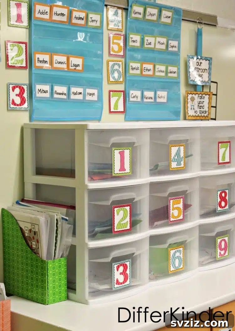 21 Brilliant Organizing Stations to Declutter Your Entire Life 6 Organized math station with labeled bins for learning materials
