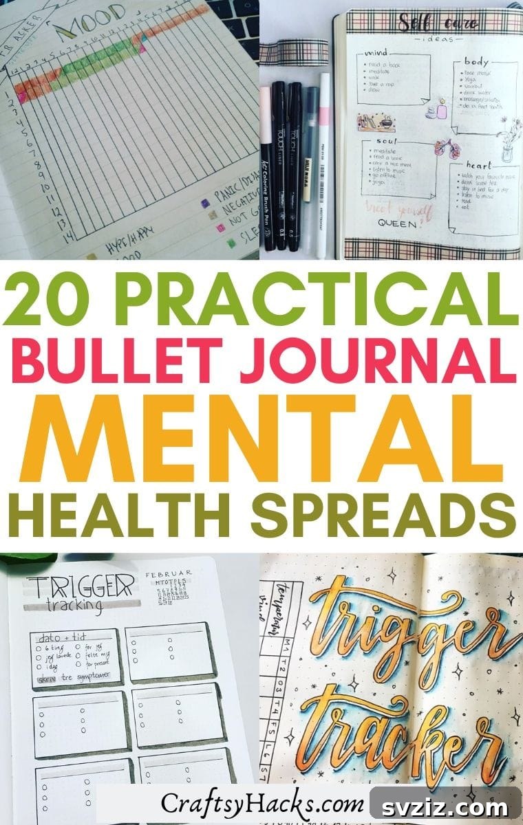 Bullet Journal Mental Health Spreads for Mood Tracking and Well-being