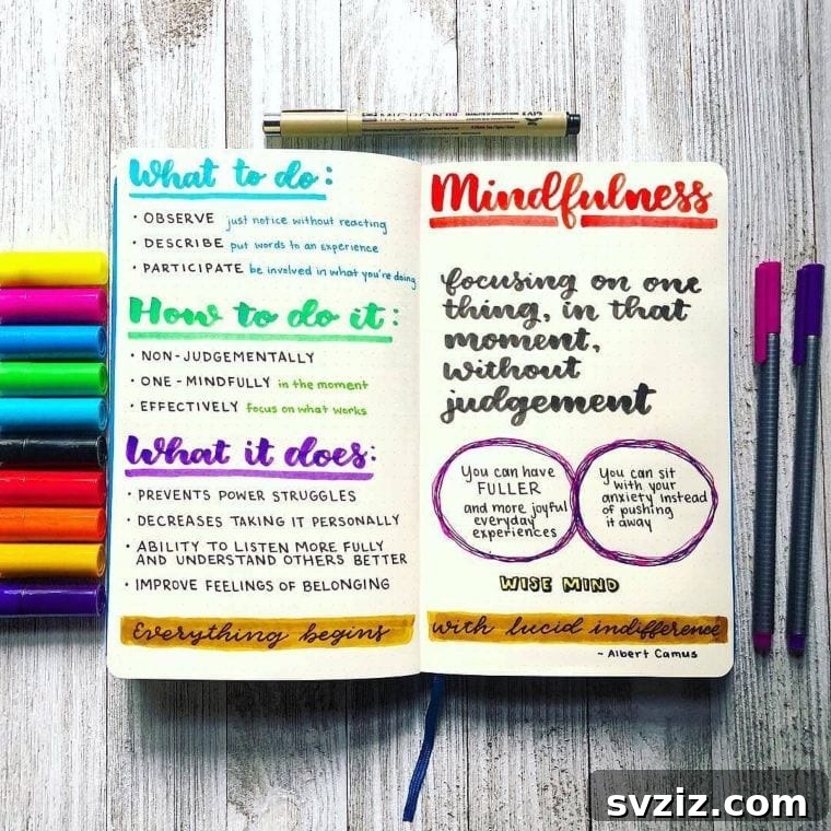 Mindfulness Moments Bullet Journal Spread for Positive Life Experiences