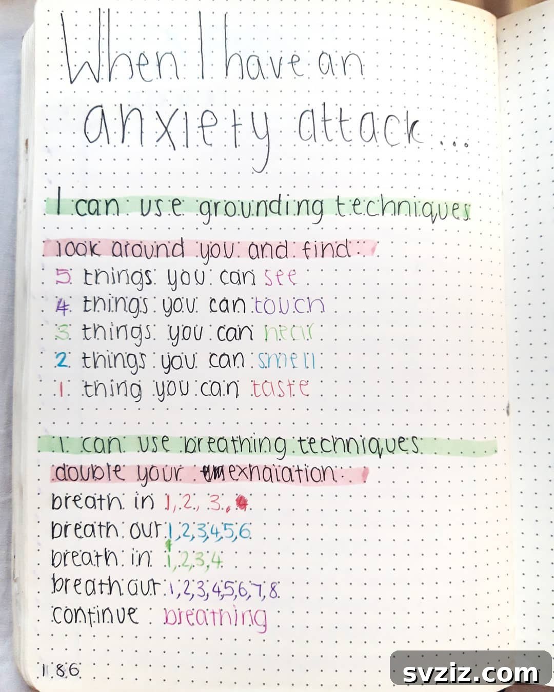 Attack Your Anxiety Bullet Journal Spread with Coping Strategies
