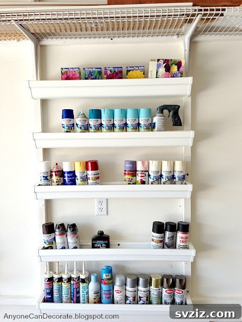 Rain gutter storage for spray paint cans