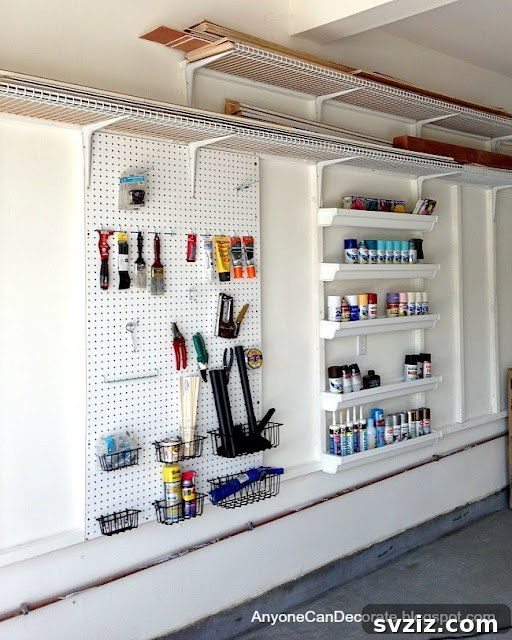 Garage Shelves made from repurposed rain gutters