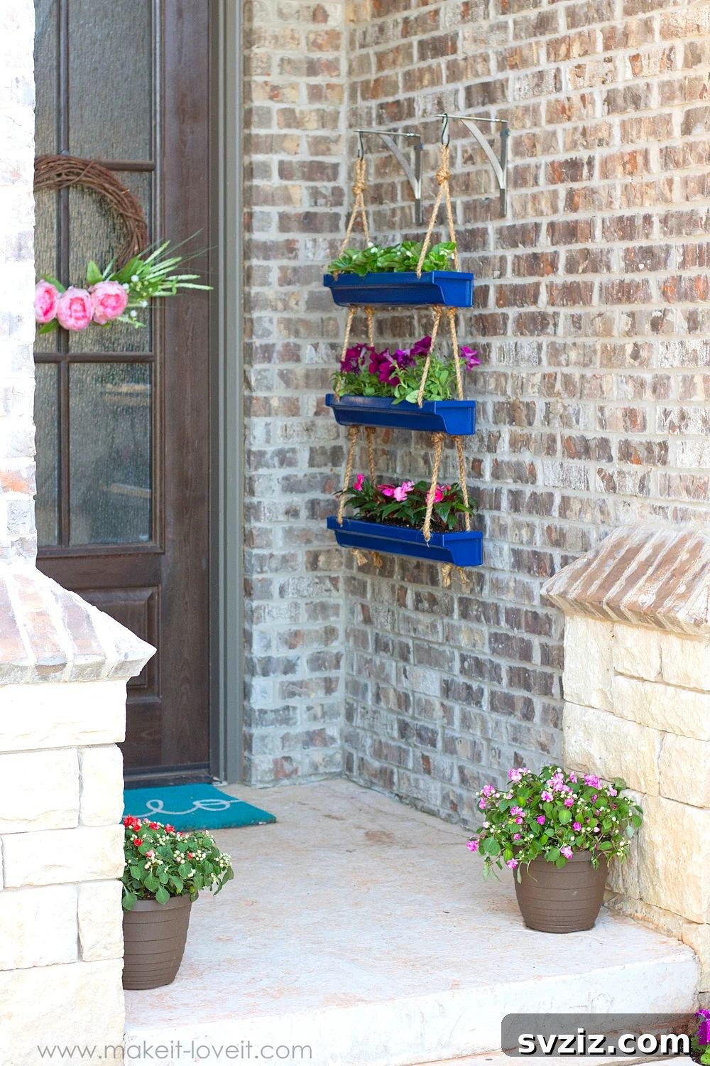 DIY hanging rain gutter planters