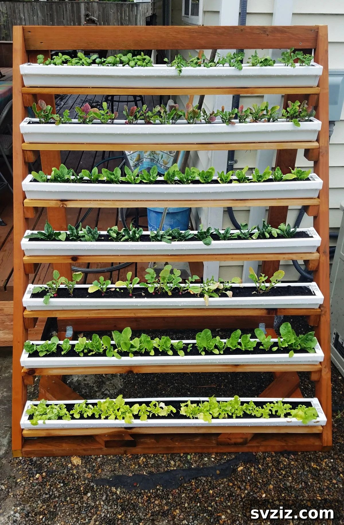DIY vertical garden planter with rain gutters