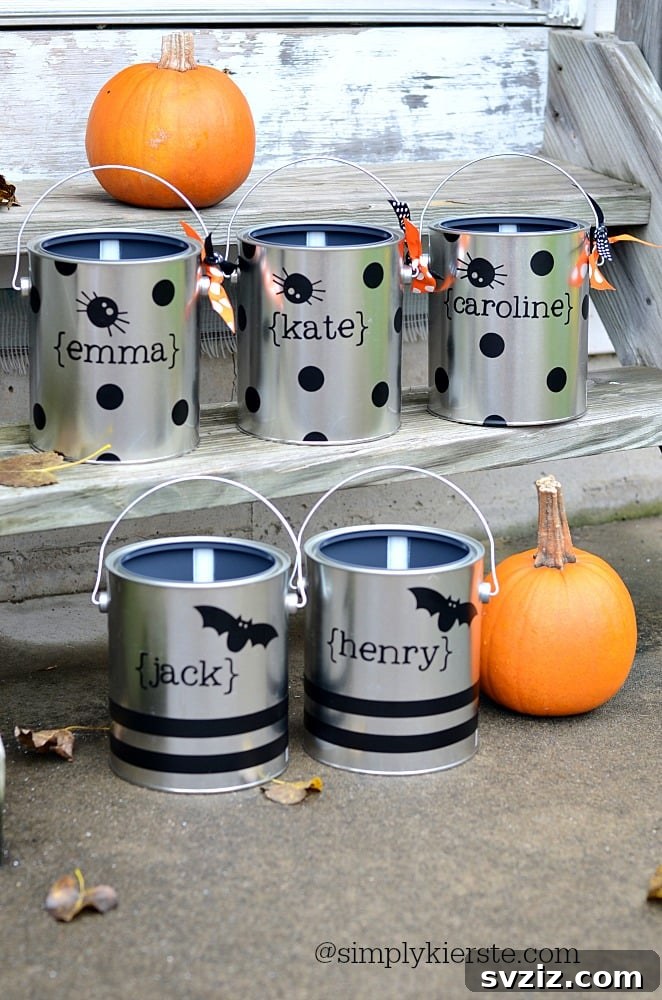 Smart Hacks for Repurposing Paint Cans 13 13. Trick Or Treat Buckets