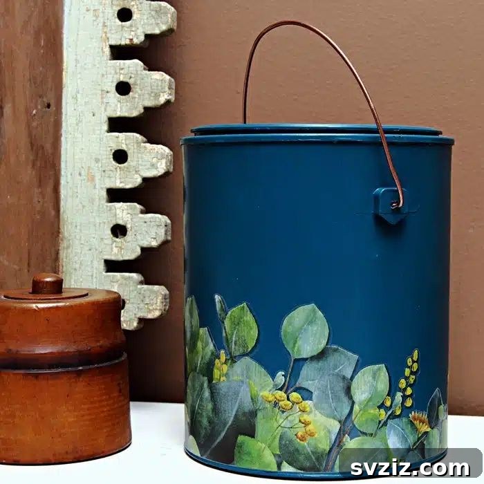 Smart Hacks for Repurposing Paint Cans 14 14. Repurposed Paint Can with Dollar Tree Decals