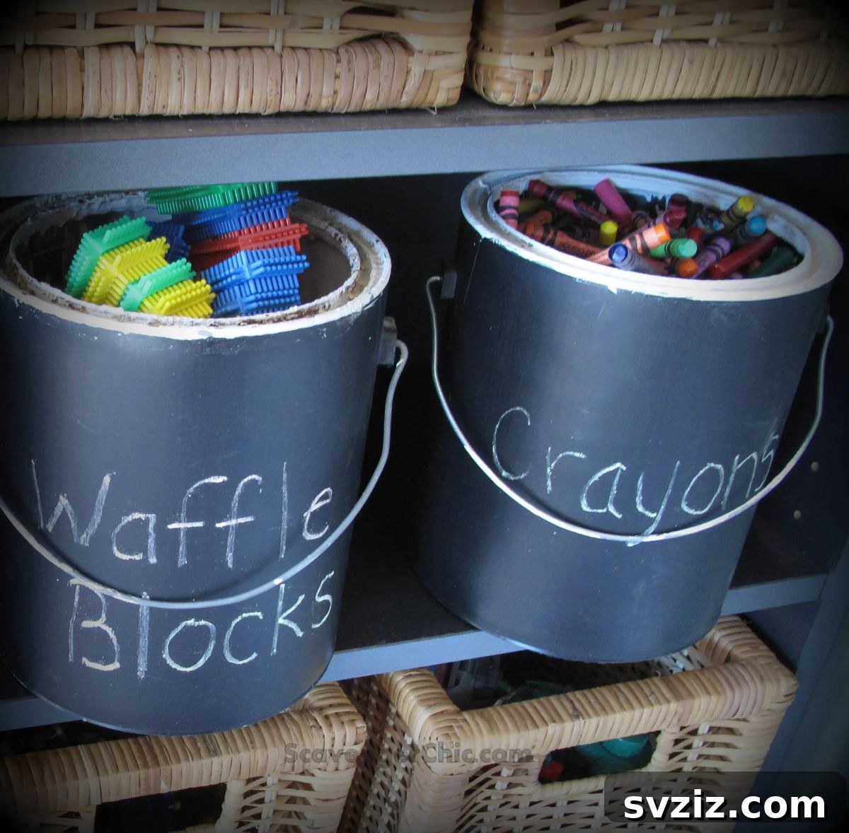 Smart Hacks for Repurposing Paint Cans 17 17. Toy Storage