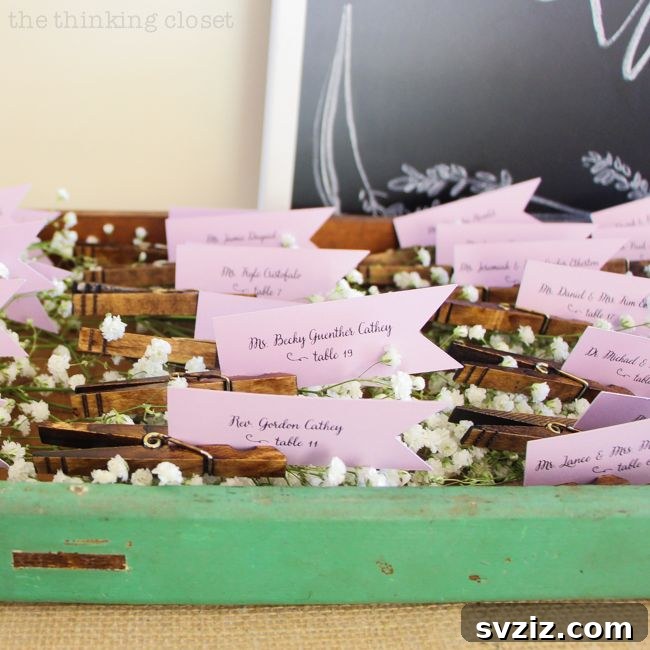 21 Brilliant Clothespin Organization Ideas to Simplify Your Space 16 14. Placecard Holders