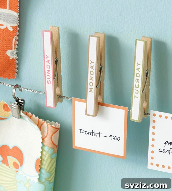 21 Brilliant Clothespin Organization Ideas to Simplify Your Space 4 2. Days of the Week