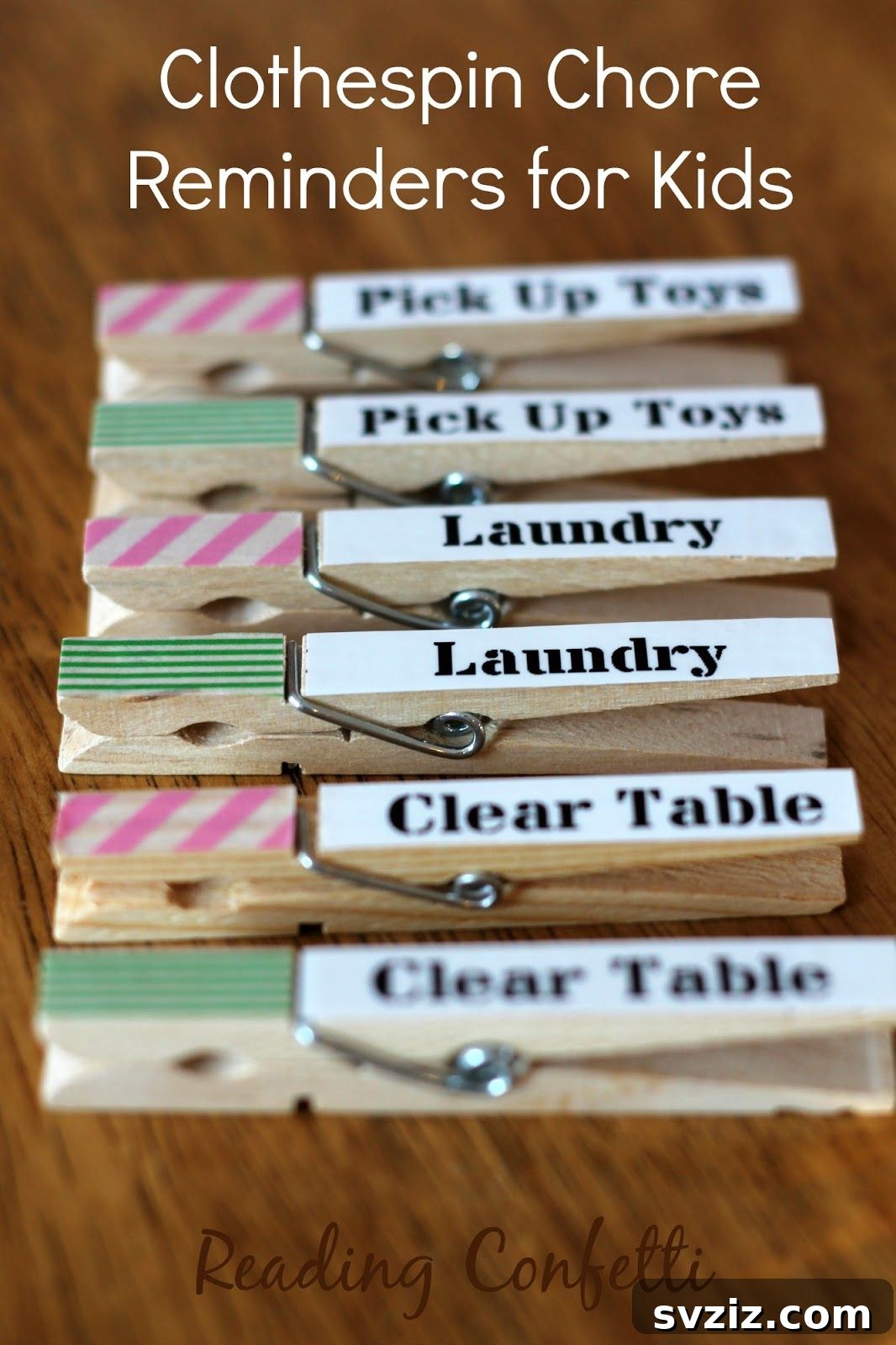 21 Brilliant Clothespin Organization Ideas to Simplify Your Space 6 4. Chore Reminders