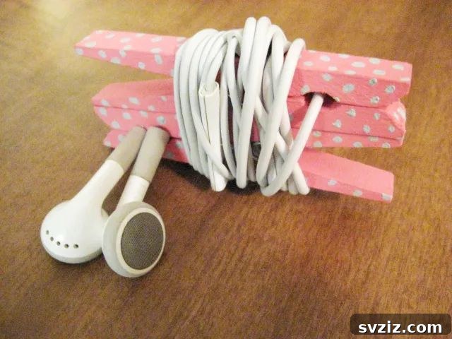 21 Brilliant Clothespin Organization Ideas to Simplify Your Space 8 6. Headphone Organizer