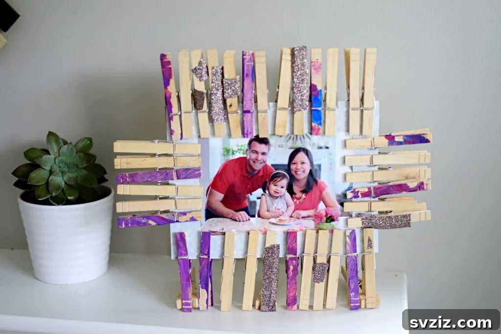 21 Brilliant Clothespin Organization Ideas to Simplify Your Space 10 8. Photo Frame