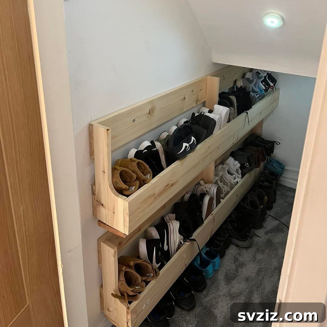 DIY rustic pallet shoe racks