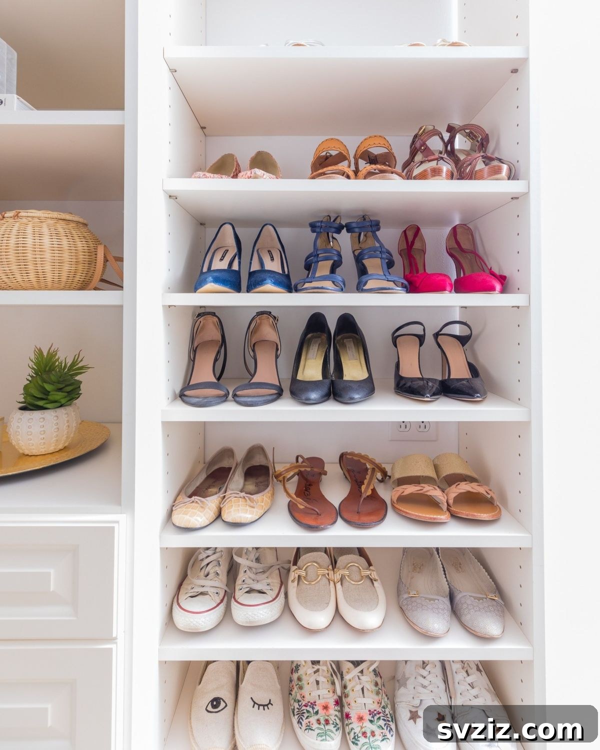 Utilizing vertical space in a closet for shoe storage