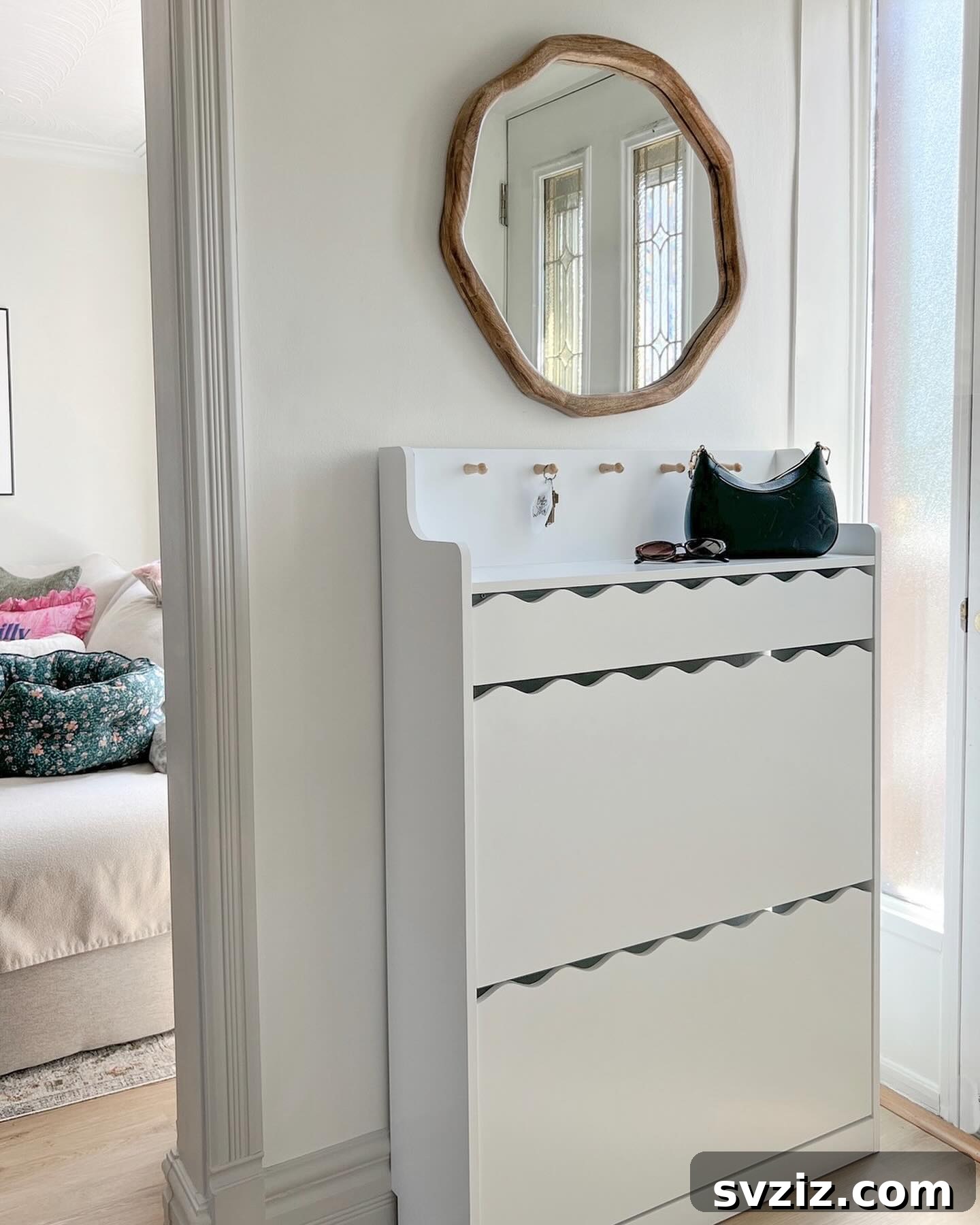 Modern entryway shoe cabinet for organization