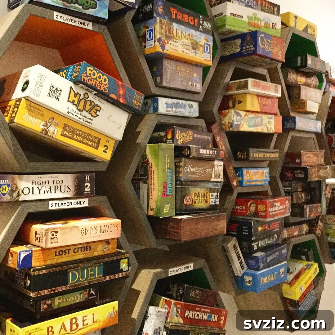 Brilliant Board Game Storage Solutions 9 7. Hexagon Shelves