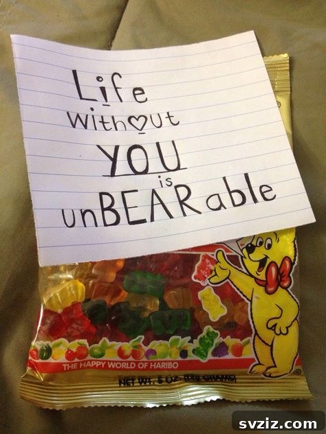 15 Stellar Valentine's Gifts to Spoil Your Man 8 Creative candy gifts with personalized messages for Valentine's Day, demonstrating sweet affection.