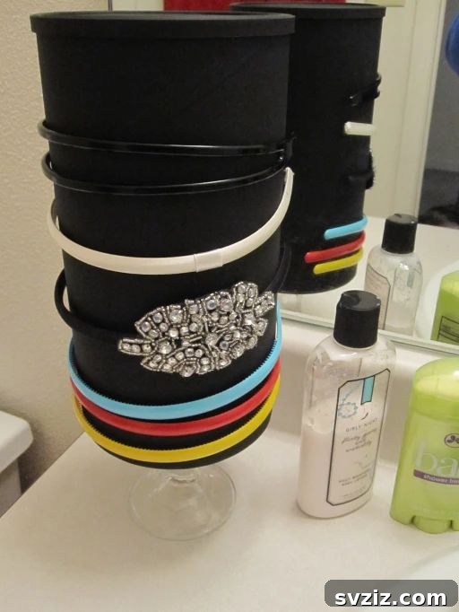 Stylish DIY Headband Holder from an oatmeal canister