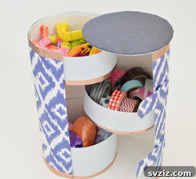 DIY Craft Supplies Holder from an oatmeal canister